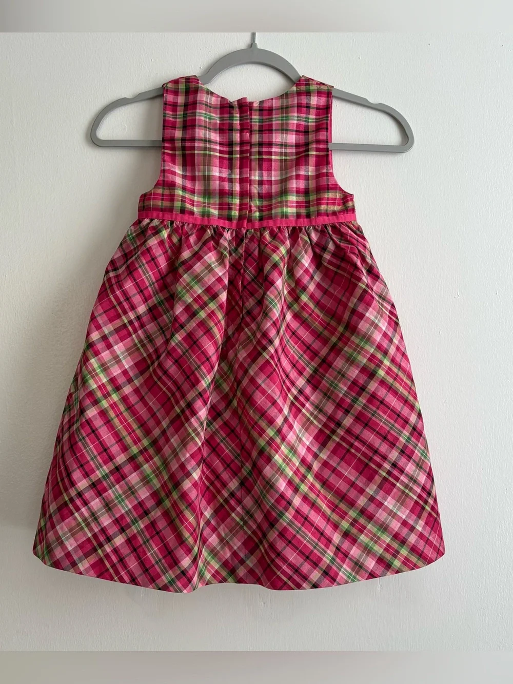 Gymboree Girls 5T Pink Plaid A-Line Dress Sleeveless Knee Zip Round Neck
